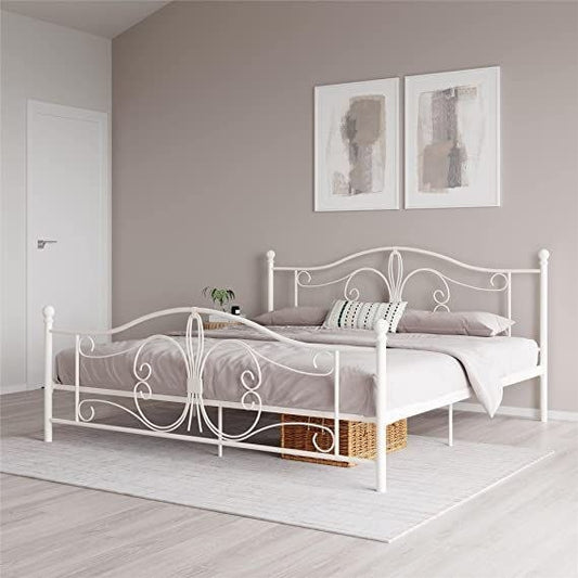 سرير حديدي كوين أبيض 150x110x200 - BED9