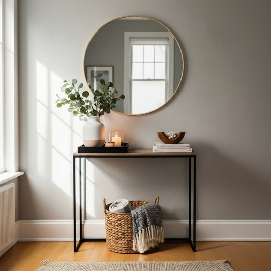 steel console with Mirror and MDF wood - CL21