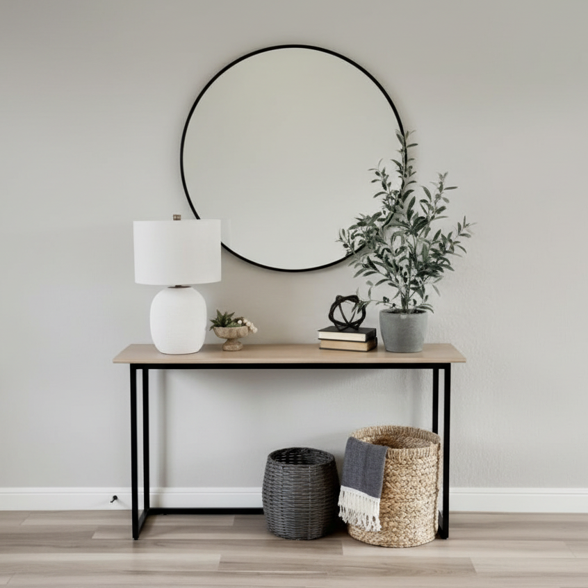 steel console with Mirror and MDF Wood - CL23