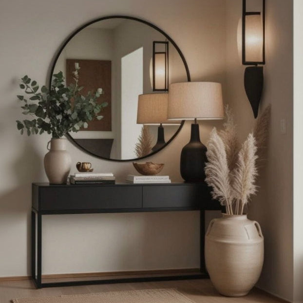 كونسول ستيل بمرآة وخشب MDF 120x40x90 - CL24