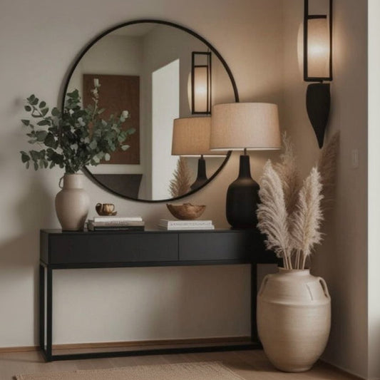 steel console with Mirror and MDF wood 120x40x90 - CL24