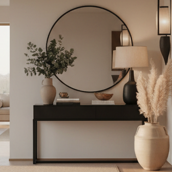 steel console with Mirror and MDF Wood - CL24