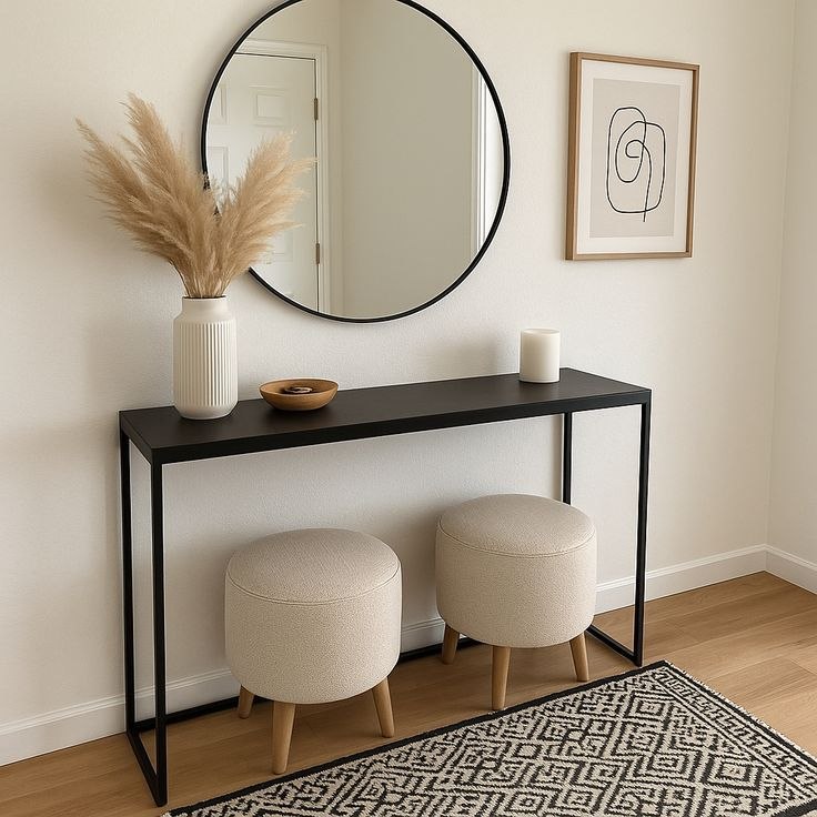 steel console with Mirror and MDF wood 120x40x90  - CL25