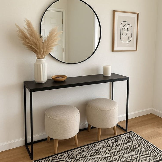 steel console with Mirror and MDF wood 120x40x90  - CL25