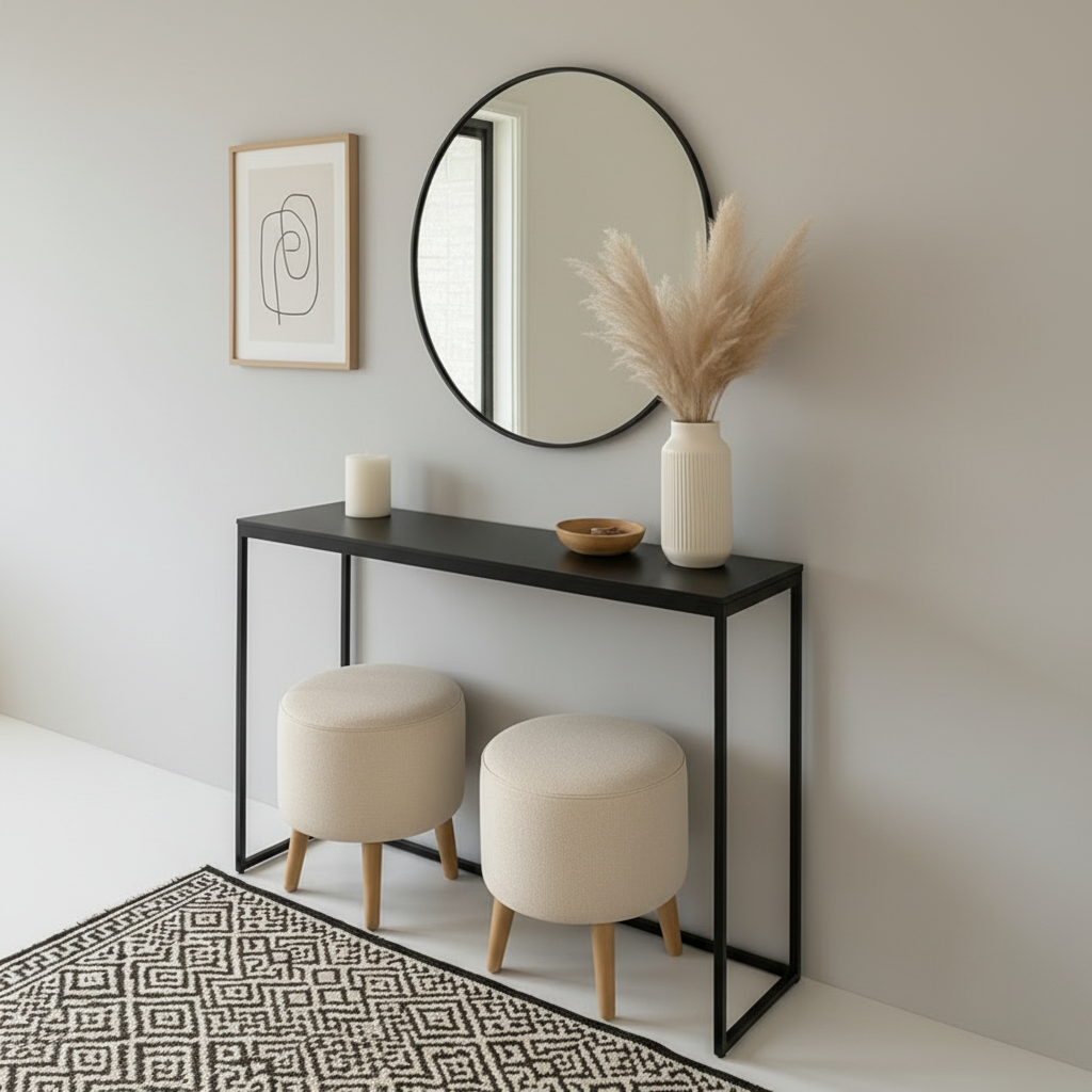 steel console with Mirror and MDF Wood - CL25