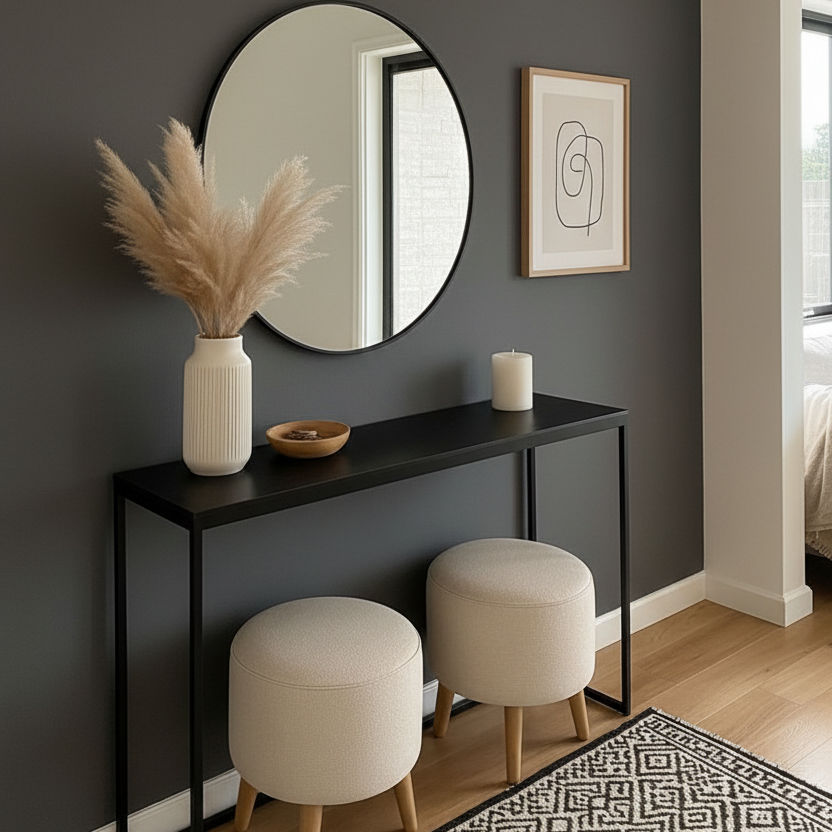 steel console with Mirror and MDF Wood - CL25