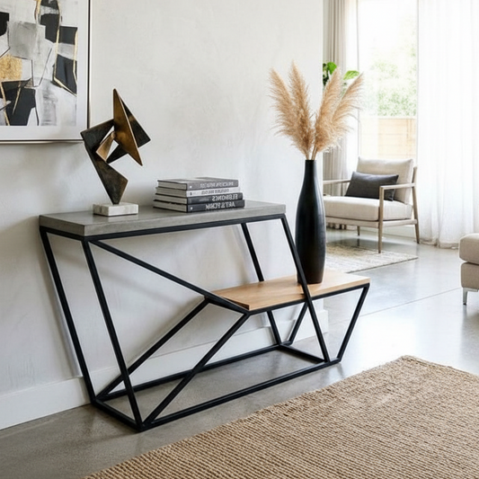 steel console and MDF wood 120x35x90  - CL26