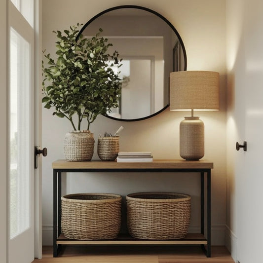 steel console with Mirror and MDF wood 120x35x90  - CL29