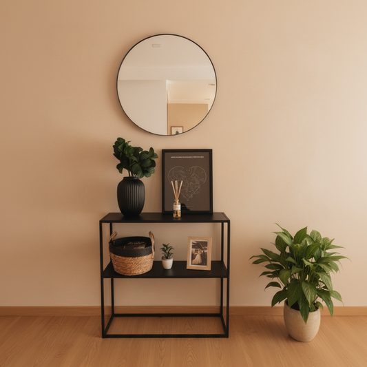 steel console with Mirror and MDF wood 100x35x90 - CL31
