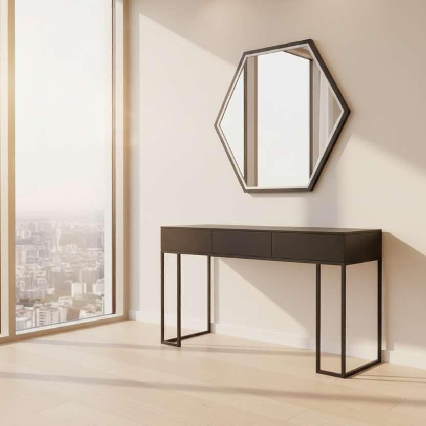 كونسول حديد مع مرآة وخشب MDF مقاس 120x40x90 - CL35