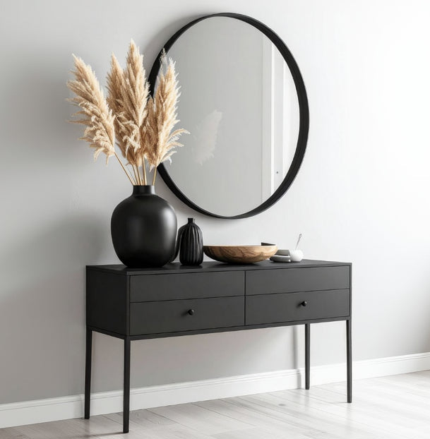 وحدة تحكم ستيل مع مرآة وخشب MDF مقاس 120x40x80 - CL36