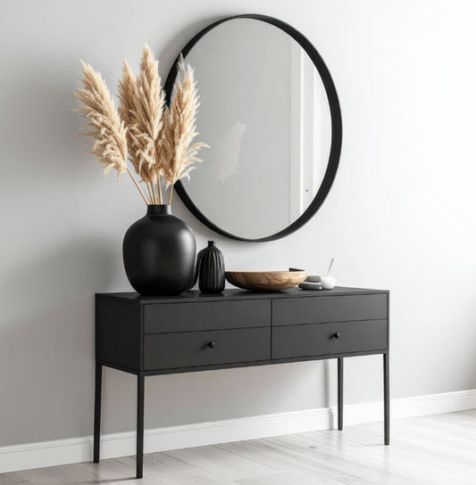 steel console with Mirror and MDF wood 120x40x80 - CL36