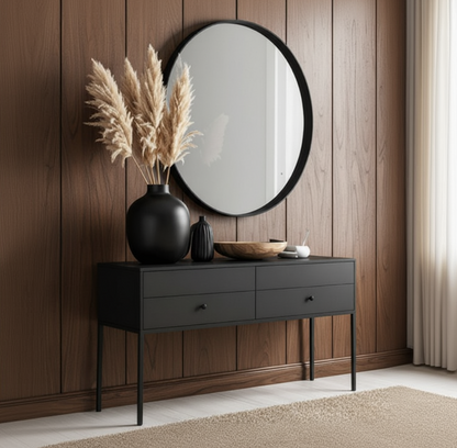 وحدة تحكم ستيل مع مرآة وخشب MDF مقاس 120x40x80 - CL36