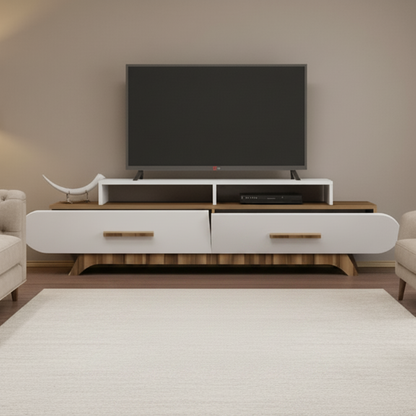 Tv Unit White & Wooden - TVUO20