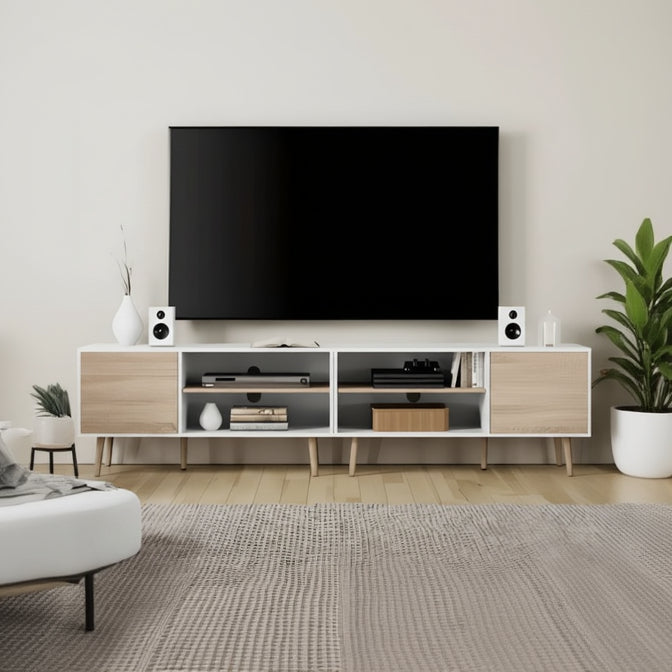 Tv Unit White & Wooden - TVUO21
