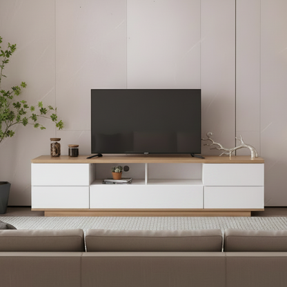 Tv Unit White & Wooden - TVUO22