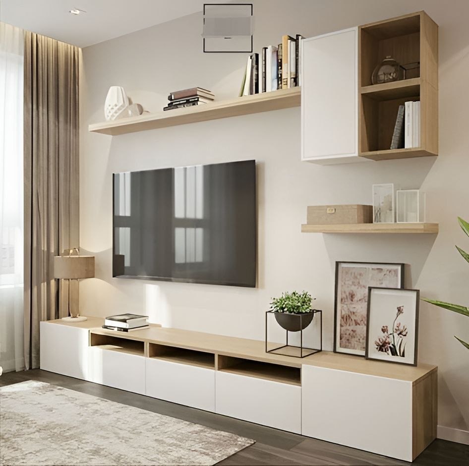 Tv Unit White & Wooden - TVUO23
