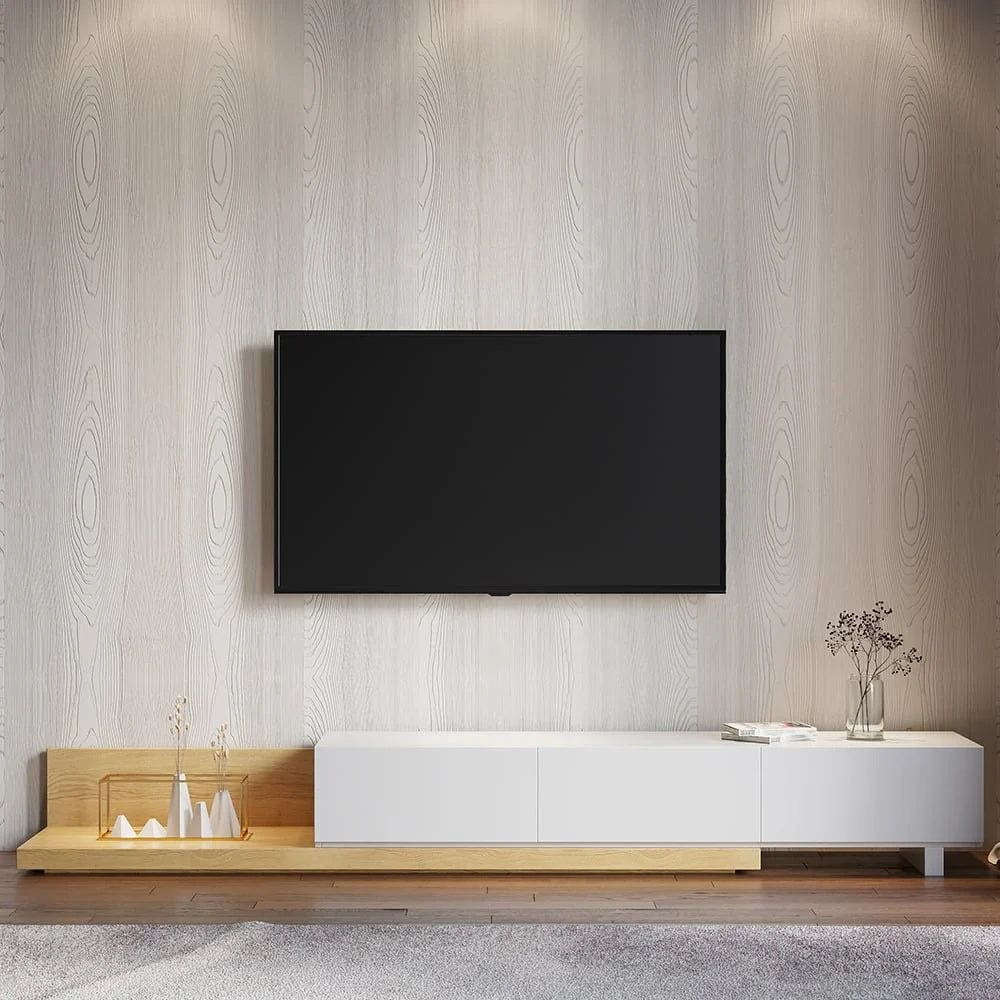 Tv Unit White & Wooden - TVUO24
