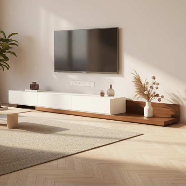 Tv Unit White & Wooden - TVUO25
