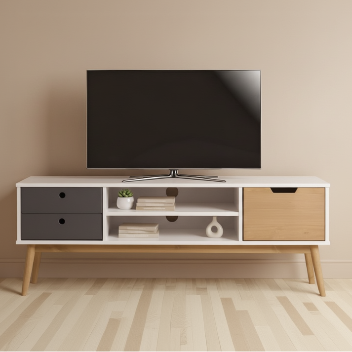 Tv Unit White & Gray - TVUO26