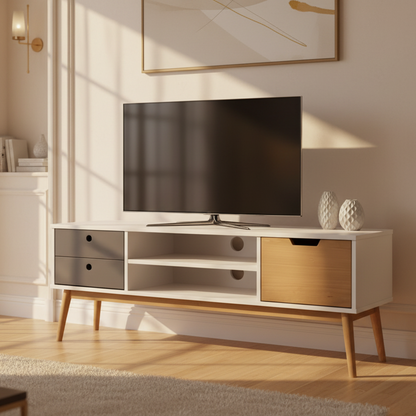 Tv Unit White & Gray - TVUO26