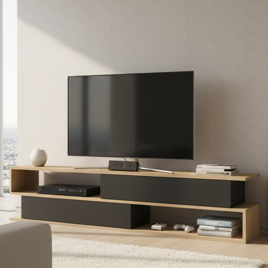 Tv Unit Wooden & Black - TVUO33