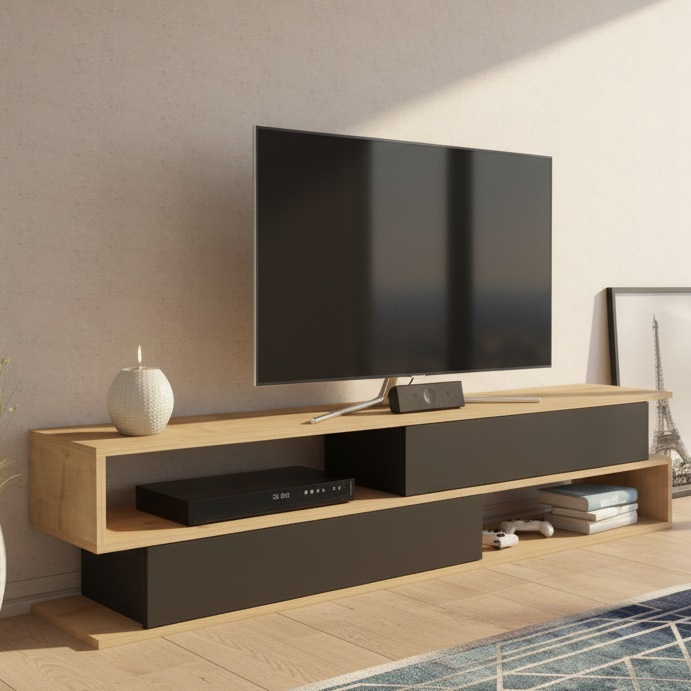 Tv Unit Wooden & Black - TVUO33