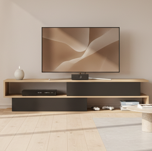 Tv Unit Wooden & Black - TVUO33