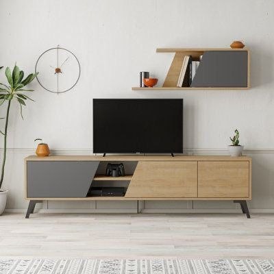 Tv Unit Wooden & Black - TVUO34