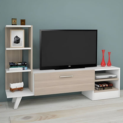 Tv Unit White & Wooden - TVUO36