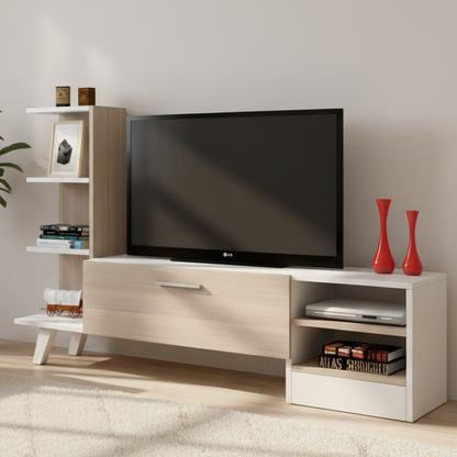 Tv Unit White & Wooden - TVUO36