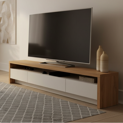 Tv Unit White & Wooden - TVUO37