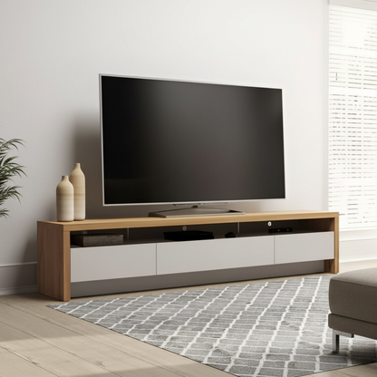 Tv Unit White & Wooden - TVUO37