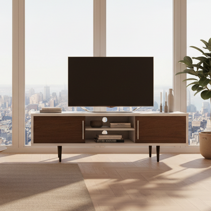 Tv Unit White & Wooden - TVUO38