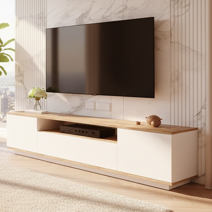 Tv Unit White & Wooden - TVUO39
