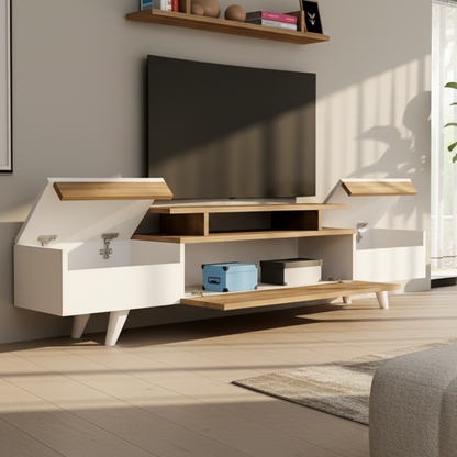 Tv Unit White & Wooden - TVUO40