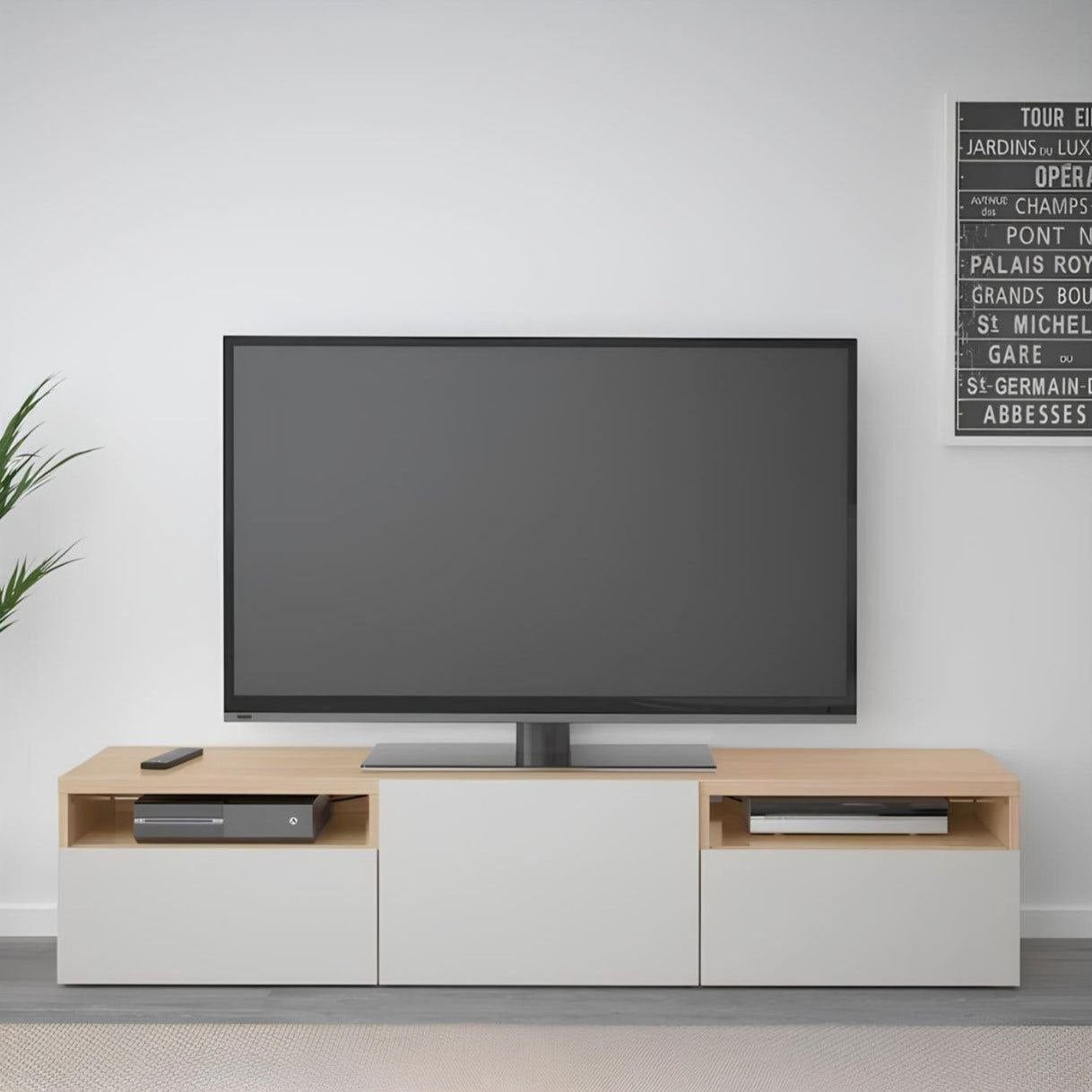 Tv Unit White & Wooden - TVUO41