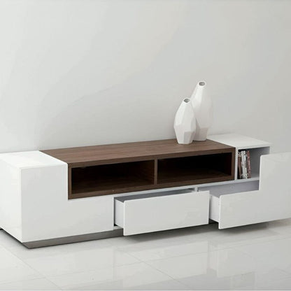 Tv Unit White & Wooden - TVUO44