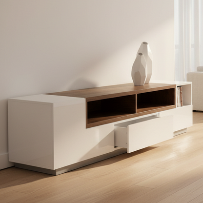 Tv Unit White & Wooden - TVUO44