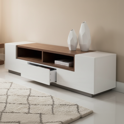 Tv Unit White & Wooden - TVUO44