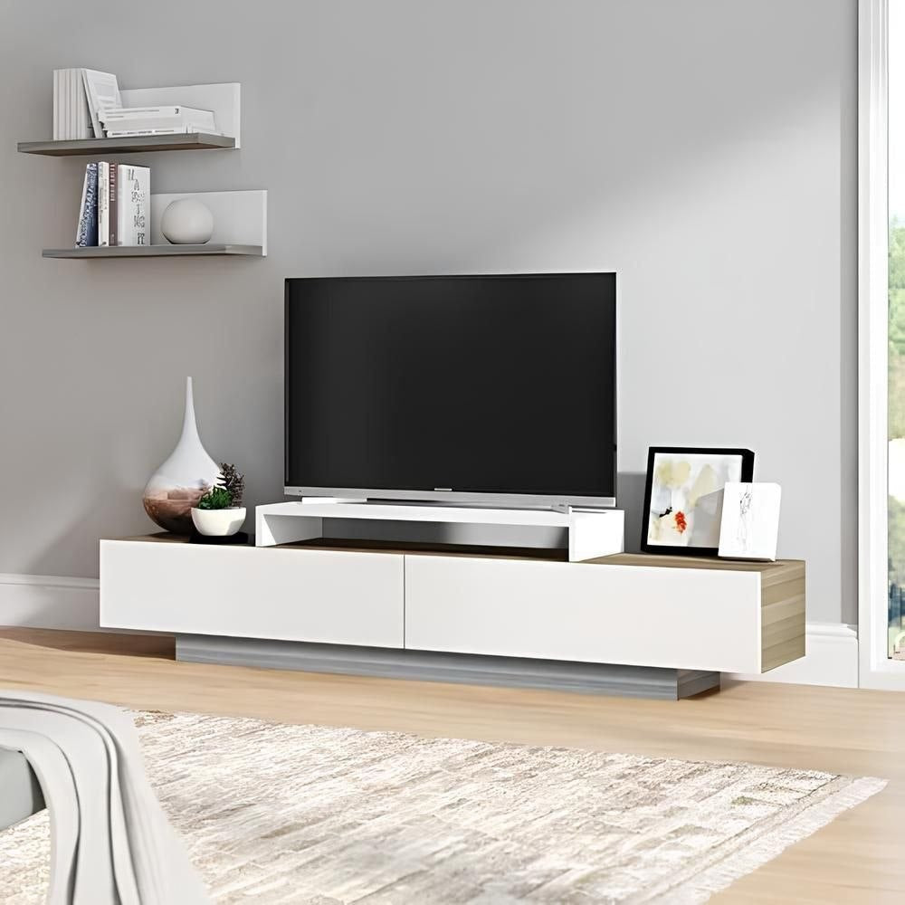 Tv Unit White & Wooden - TVUO45