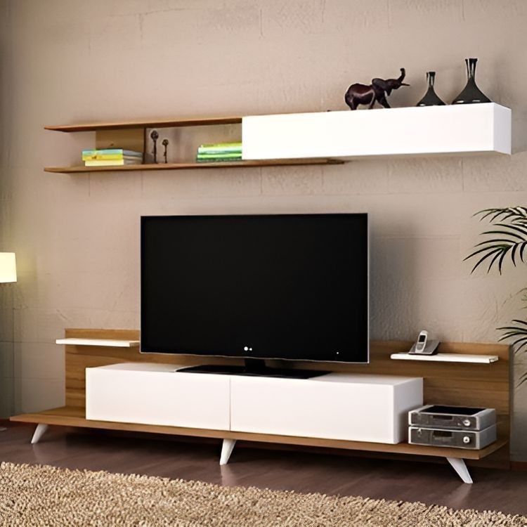 Tv Unit White & Wooden - TVUO46