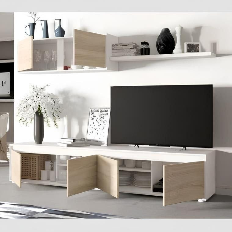 Tv Unit White & Wooden - TVUO48