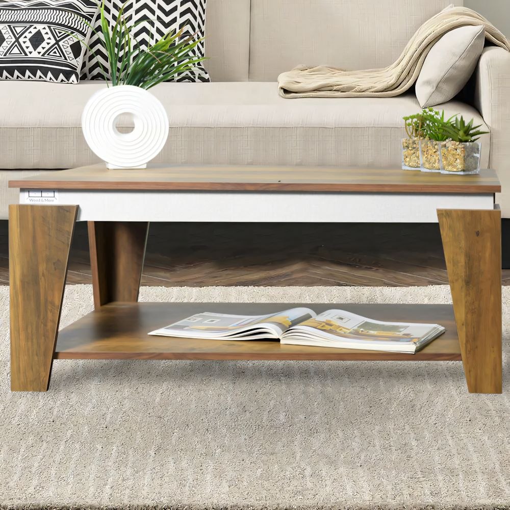 Table Unit White & Wooden - 100 x 50 x 40 cm - WCT11
