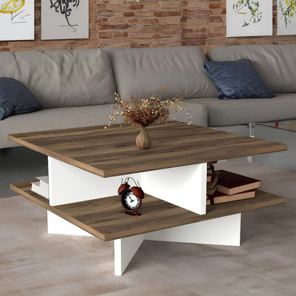 Table Unit White & Wooden - 80 x 80 x 40 cm - WCT12