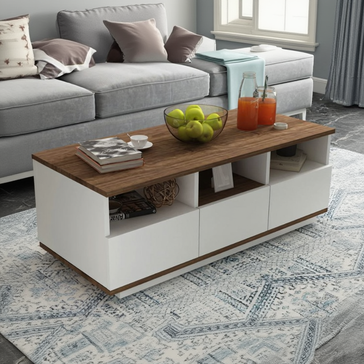 Table Unit White & Wooden - 120 x 50 x 40 cm - WCT13