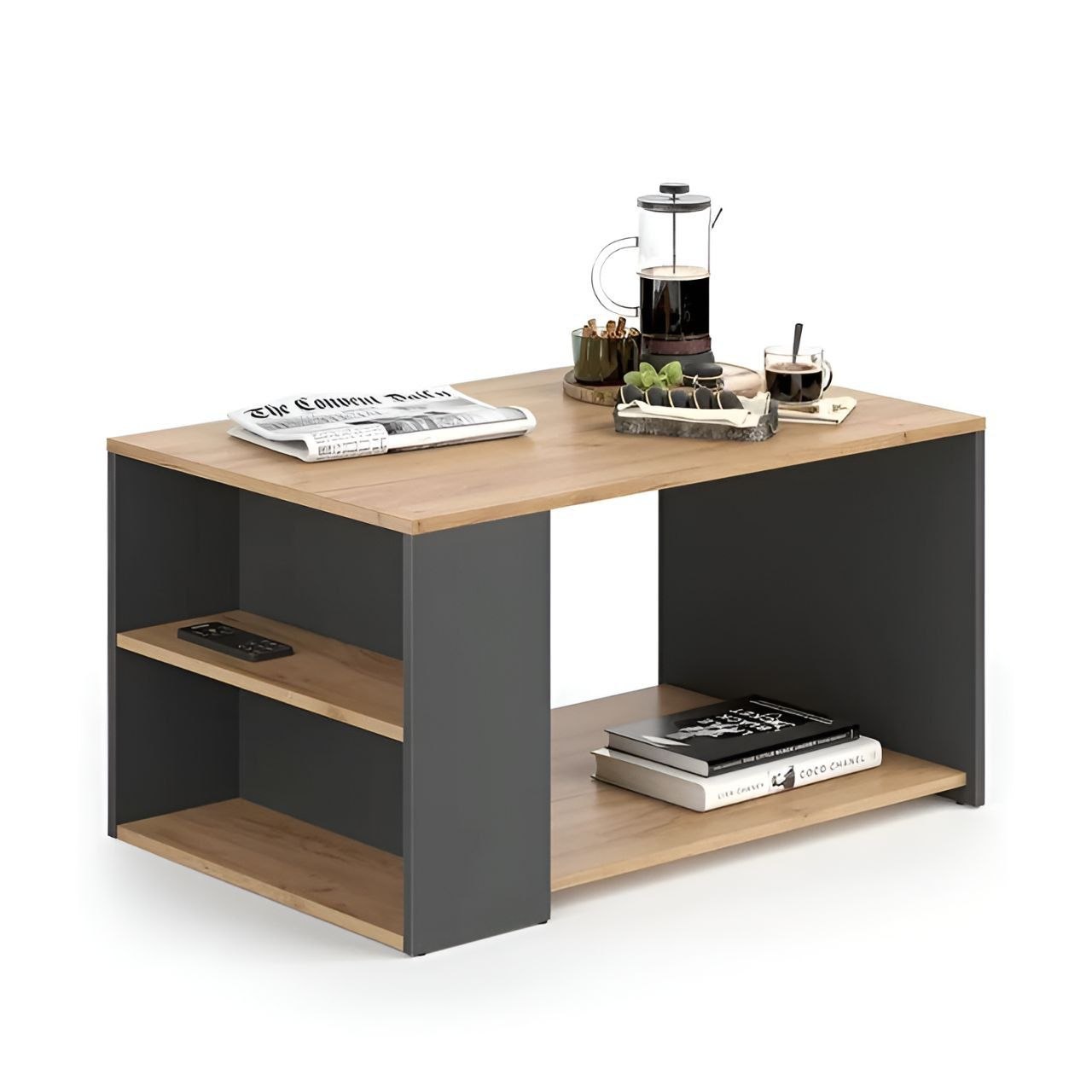 Table Unit Wooden & Black - 80 x 60 x 40 cm - WCT8