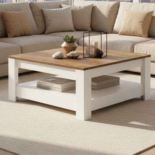 Table Unit Wooden & White - 80 x 80 x 40 cm - WCT9