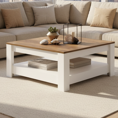 Table Unit Wooden & White - 80 x 80 x 40 cm - WCT9
