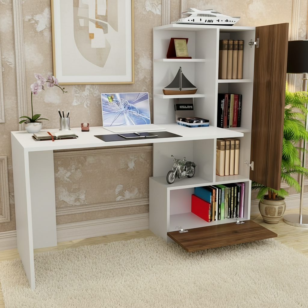 Desk Wooden & White - 140 x 50 x 140 cm - WDSK47